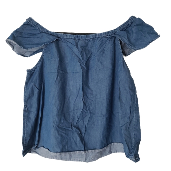 J.Crew Blue Chambray Off-Shoulder Top โ Size S - Picture 6 of 6